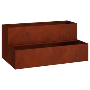 vidaXL Cache-pot de jardin Rouillé 100 x 60 x 45 cm Acier patiné