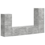 vidaXL Ensemble meuble TV 4 Pièces Gris béton Bois d'ingénierie