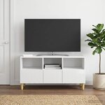 vidaXL Meuble TV 102 x 34 5 x 50 cm Blanc brillant Bois d'ingénierie