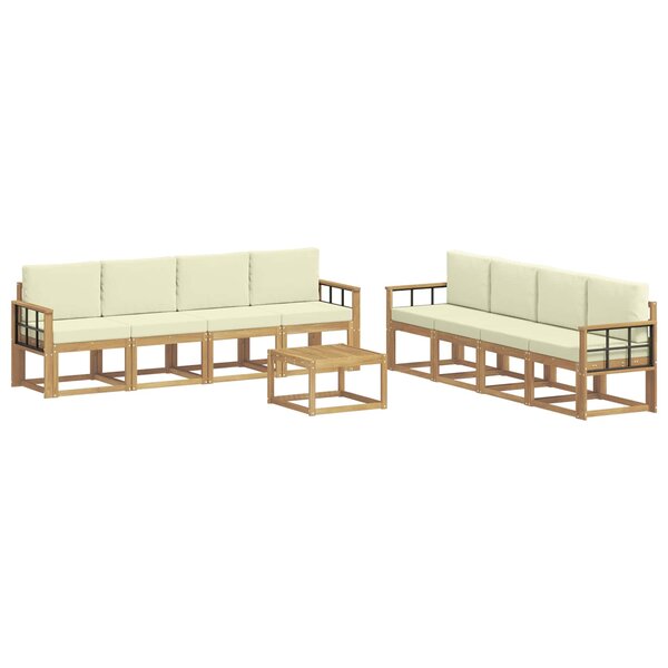 vidaXL Ensemble de canapés d'extérieur 9 pc Blanc et crème