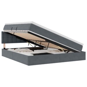 vidaXL Lit de rangement LED avec matelas Gris foncé 160 x 200 cm