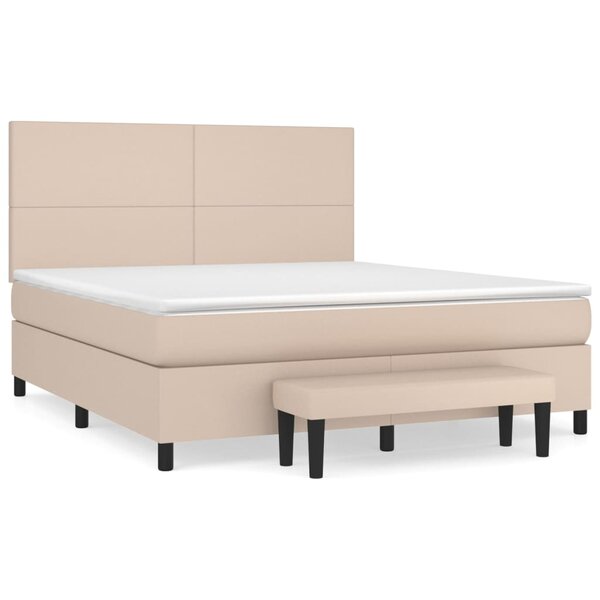 vidaXL Sommier à lattes de lit avec matelas Cappuccino 160x200 cm