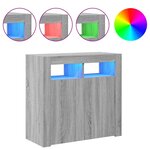 vidaXL Buffet avec lumières LED sonoma gris 80x35x75 cm