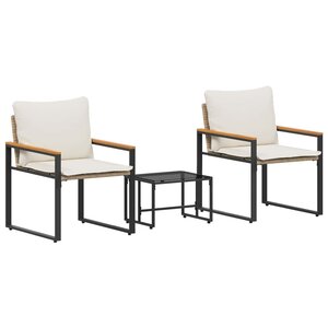 vidaXL Ensembles de meubles 3 Pièces Beige et blanc crème Rotin