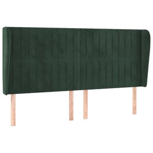 vidaXL Tête de lit avec oreilles Vert foncé 203x23x118/128 cm Velours