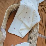 Couverture double face Maternity Love 75 x 100 cm - Grosse maille et mousseline