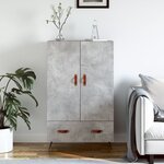 vidaXL Buffet haut gris béton 69 5x31x115 cm bois d'ingénierie