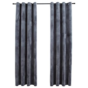 vidaXL Rideaux occultants et anneaux 2Pièces Velours Anthracite 140x225cm