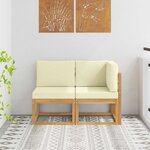 vidaXL Canapé d’extérieur milieu et coin avec coussin 2 Pièce Blanc