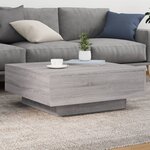 vidaXL Table basse avec lumières LED sonoma gris 80x80x31 cm