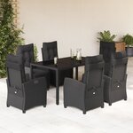 vidaXL Ensemble à manger de jardin coussins 7Pièces Noir Résine tressée