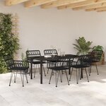 vidaXL Ensemble de Salle à Manger de Jardin 7 Pièces Noir Poly Rattan