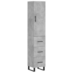 vidaXL Buffet haut Gris béton 34 5x34x180 cm Bois d'ingénierie