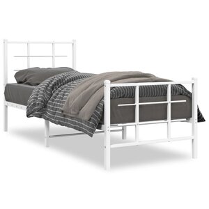 vidaXL Cadre de lit métal sans matelas avec pied de lit blanc 75x190cm