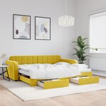 vidaXL Lit de jour avec gigogne et tiroirs jaune 90x200 cm velours
