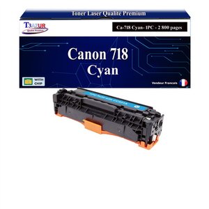 T3AZUR - Toner compatible avec Canon 718 pour Canon MF-8330CDN  MF-8340  MF-8340CDN  MF-8350 Cyan - 2 800p