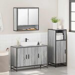 vidaXL Ensemble de meubles de salle de bain 3 Pièces Sonoma gris