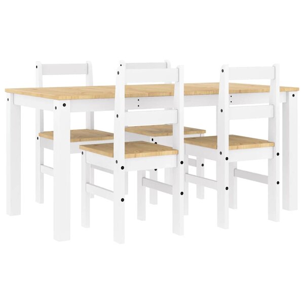 vidaXL Ensemble à manger Panama 5 Pièces blanc bois de pin massif