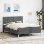 vidaXL Cadre de lit avec matelas Gris foncé 140 x 200 cm Tissu