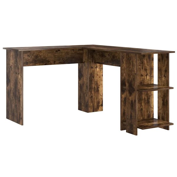 vidaXL Bureau d'Angle avec Rangement Chêne fumé 140 x 113.5 x 75 cm
