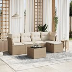 vidaXL Salon de jardin avec coussins 6 Pièces beige résine tressée