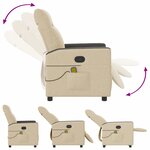 vidaXL Fauteuil de massage inclinable Crème Tissu