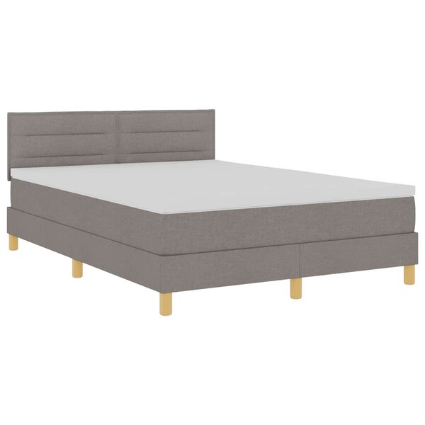 vidaXL Lit à ressort LED avec bandes LED Taupe 140 x 200 cm tissu