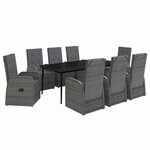 vidaXL Ensemble à manger de jardin avec coussins 9 Pièces Gris
