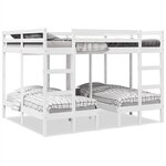 vidaXL Lit superposé triple blanc 160x200/80x160 cm bois de pin massif