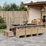 vidaXL Ensemble à manger de jardin coussins 13 Pièces mélange beige rotin