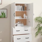 vidaXL Buffet haut Blanc 69 5x34x180 cm Bois d'ingénierie