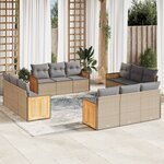 vidaXL Salon de jardin avec coussins 12 Pièces beige résine tressée
