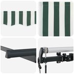 vidaXL Auvent Rétractable Vert et blanc 250 x 200 cm