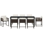 vidaXL Ensemble de salle à manger de jardin 9 pièces avec coussins en poly rattan marron