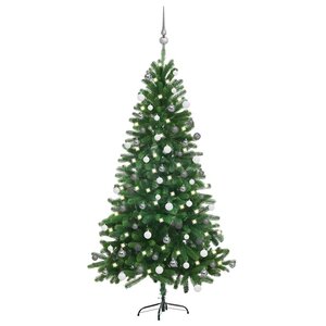 vidaXL Arbre de Noël artificiel pré-éclairé et boules 150 cm Vert