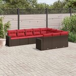 vidaXL Salon de jardin 10 Pièces avec coussins marron résine tressée