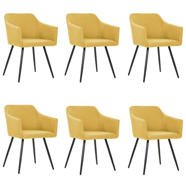 vidaXL Chaises à manger lot de 6 jaune tissu