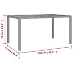 vidaXL Table de jardin plateau en bois Noir Résine tressée bois massif