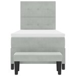 vidaXL Lit à ressorts avec matelas & banc gris clair 80x200 cm velours