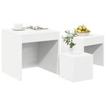 vidaXL Tables gigognes 3 Pièces Blanc Aggloméré