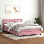 vidaXL Sommier à lattes de lit avec matelas et LED rose 140x220 cm velours