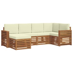 vidaXL Ensemble de canapés d'extérieur 6 pc Naturel et Crème Polyester