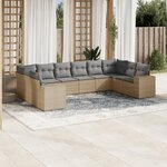 vidaXL Salon de jardin avec coussins 10 Pièces beige résine tressée