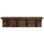 vidaXL Porte-manteau mural avec étagère Chêne fumé 40 x 10.5 x 10.5 cm