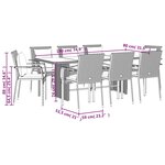 vidaXL Ensemble à manger de jardin 9 Pièces coussins gris résine tressée