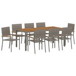 vidaXL Ensemble de salle à manger pour jardin 9 Pièces Gris