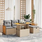 vidaXL Salon de jardin avec coussins 6 Pièces beige résine tressée