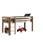 PINO  Lit Compact Pin Massif Naturel 209 x 105 x 114 cm + Rideau de lit BIRDY