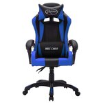 Chaise fauteuil siège pivotante de bureau informatique étude de jeux vidéo avec LED RVB et similicuir bleu 02_0024201