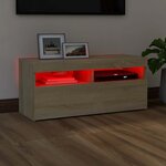 vidaXL Meuble TV avec lumières LED chêne sonoma 90x35x40 cm